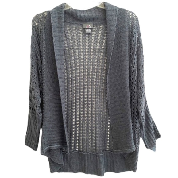 Nice Crochet Gray Cardigan Sweater - Picture 1 of 6